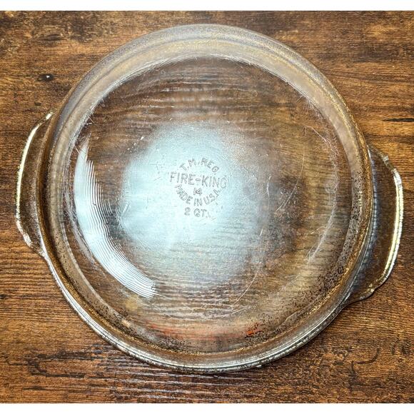 Vintage Fire King Clear Gold Speckled 2Qt Casserole Dish Made in USA - Picture 11 of 11